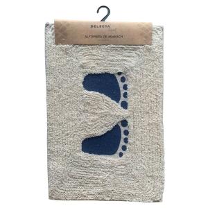 ALFOMBRA 40x60CM HUELLAS AZUL Y BLANCO