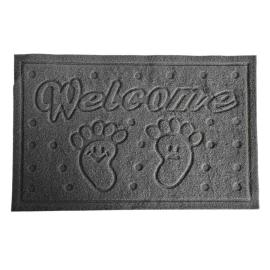 ALFOMBRA FELPUDO BASE GOMA 40 X 60 CM DISEÑO HUELLAS GRIS