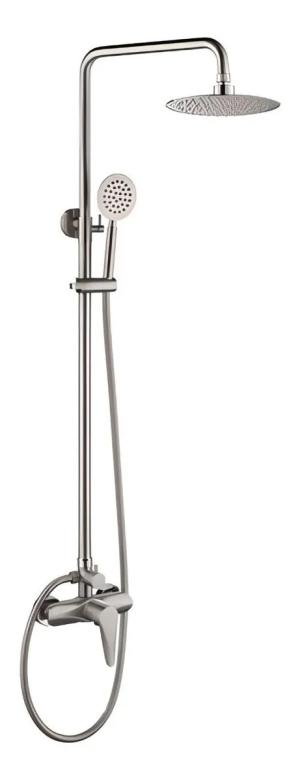 BARRAL COLUMNA DUCHA EXTERIOR C/ROSETA SATINADA INOXIDABLE