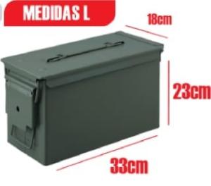 CAJA METAL HERMETICA VERDE MILITAR 33x18x23cm. L VERTICAL