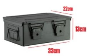 CAJA METAL HERMETICA VERDE MILITAR 33x22x13cm. M HORIZONTAL