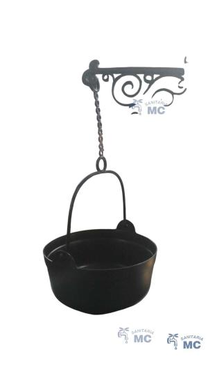 MACETA DE COLGAR CON SOPORTE NEGRA