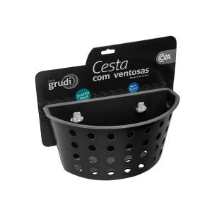 CESTO PLASTICO DE PARED C/VENTOSA NEGRO COZA 20.3X11.5X10CM