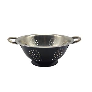 COLADOR PASTA C/PIE 24 CM NEGRO ACERO INOXIDABLE (PFW)