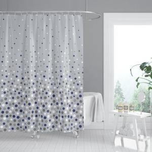 CORTINA BAÑO POLISTER 12 180X180 LUNARES GRIS