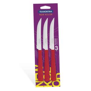 CUCHILLO ASADO 3 PIEZAS NEW COLOR ROJO