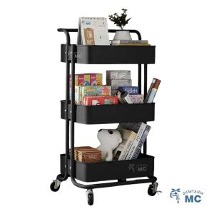 Carro Organizador De 3 Niveles Con Ruedas RACK 45x35 [NEGRO]