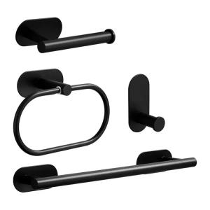 Conjunto de accesorios para baño 4 piezas adhesivas - NEGRO