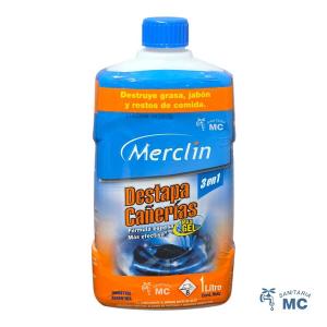 DESTAPA CAÑERIAS MAX EN GEL 1L 3 EN 1 MERCLIN LIQUIDO