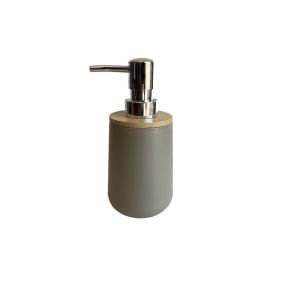 DISPENSADOR DE JABÓN EN PLÁSTICO Y MADERA BEIGE