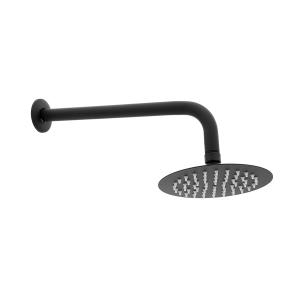 DUCHA DE PARED NEGRA MATE 150MM CAÑO Y PLATO REDONDOS GOLDEX