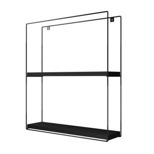 ESTANTE DOBLE DE PARED CUADRADO METAL + MADERA [NEGRO] D.CAR