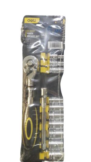 JUEGO DE DADOS CON CRIQUET 1/4 ,12 PIEZAS 5 A 14 mm (PFW)