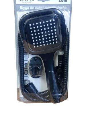 KIT DE DUCHA FLEXO TELEFONO SOPORTE [NEGRO] CUADRADO