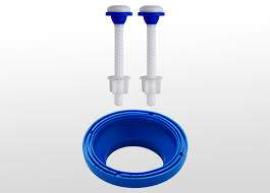 KIT TORNILLOS Y GOMA APOYO INODORO/CISTERNA BLUKIT ML