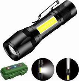 LINTERNA LED METÁL DOBLE RECARGABLE CON ESTUCHE Y USB 9.5CM