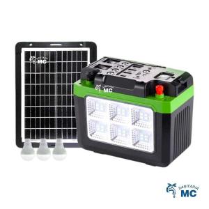 LINTERNA + SET DE CARGA SOLAR PANEL BATERÍA 12V8AH USB C/A