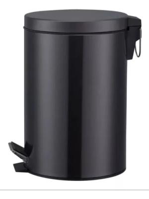 PAPELERA BASURERO REDONDA NEGRA ACERO INOXIDABLE 5LT