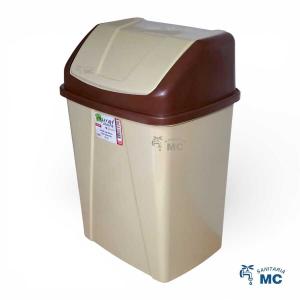 PAPELERA CESTO DE BASURA 9L CON TAPA VAIVEN (BEIGE Y MARRÓN)