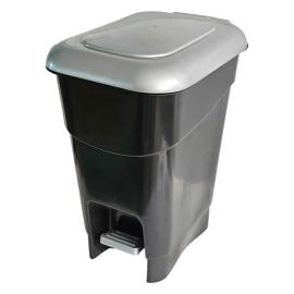 PAPELERA C/PEDAL NEGRO/GRIS 20L 44X27X39