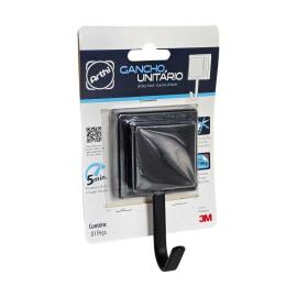 PERCHA ADHESIVA [NEGRA] CUADR 6X5X11 3M