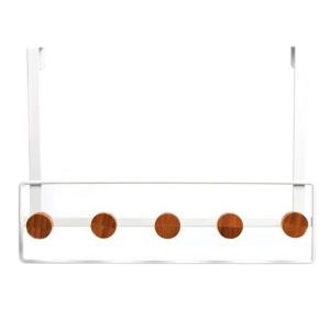 PERCHERO P/PUERTA 5 COLGADORES NATURAL/BLANCO