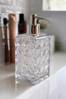 PORTA JABON LIQUIDO DIAMANTE 6X6X16 DISPENSADOR BAÑO