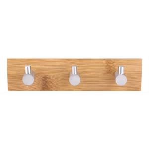 Perchero De Pared Colgante Adhesivo 3 Ganchos Madera Y Metal