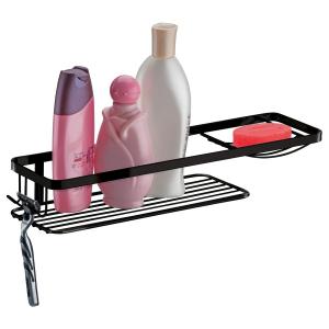 Porta Shampoo, Con Jabonera – Negro Mate