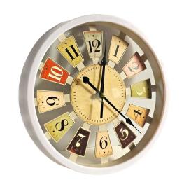 RELOJ SIMIL MADERA DE COLORES 25 CM (C10) DISEÑO BLANCO