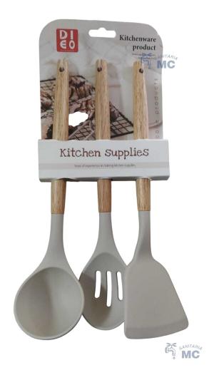 SET DE 3 ESPATULAS SILICONA Y MADERA (PFW)