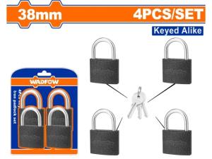 SET X 4 CANDADOS 38 MM ABRE MISMA LLAVE 4 UNI WADFOW WPD5444