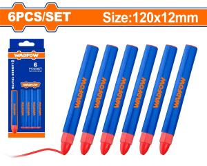 SET X 6 CRAYON DE MADERA MARCA CONCRETO CERAMICA METAL 120X1