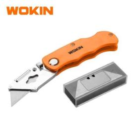TRINCHETA ALUMINIO P/CUERO 5 HOJAS MANGO NARANJO WOKIN (P)