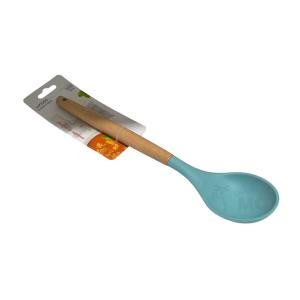 cucharon silicona con mango de bambu